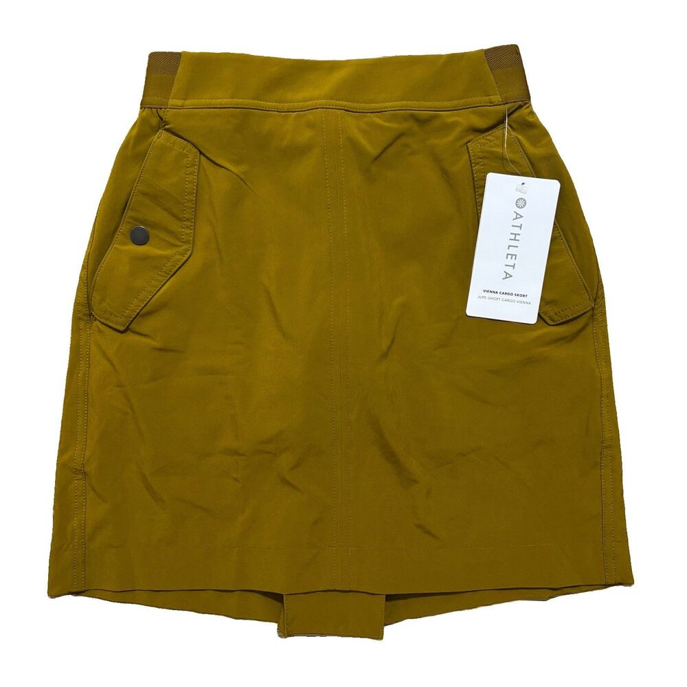 Athleta Vienna Cargo Skort Womens Sz 0 Mustard Yellow Stretch Athletic Skirt NWT